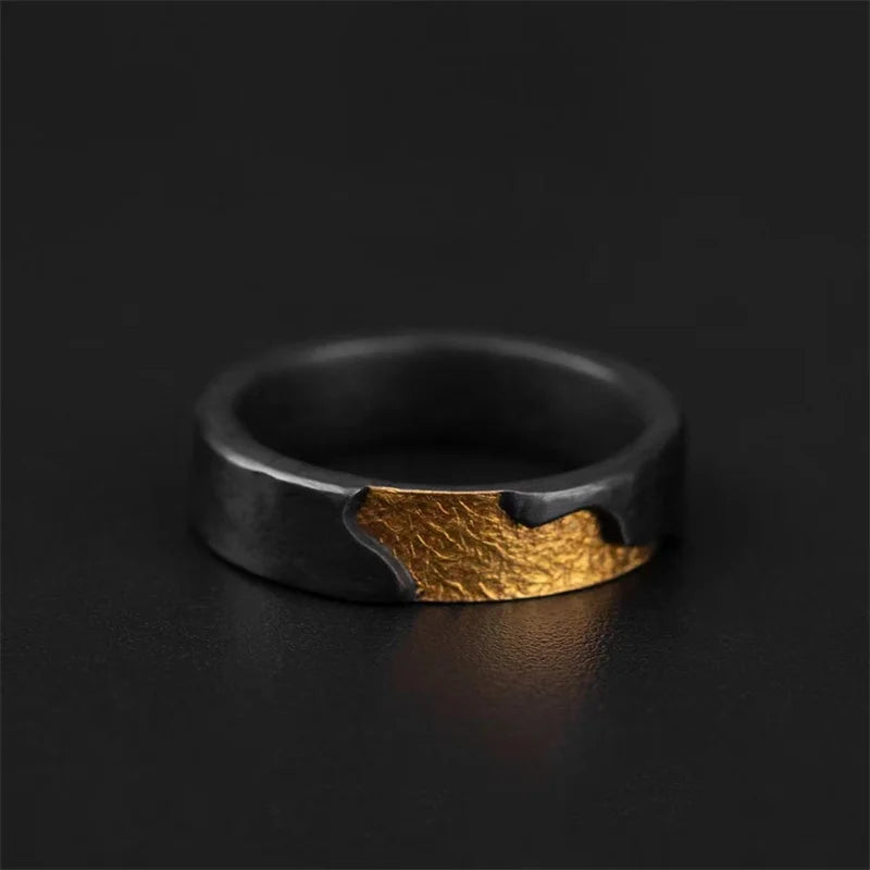 Bague délicate et de haute qualité avec lignes ensoleillées pour homme, bijou ajustable, romantique, en or noir, tendance, accessoires
