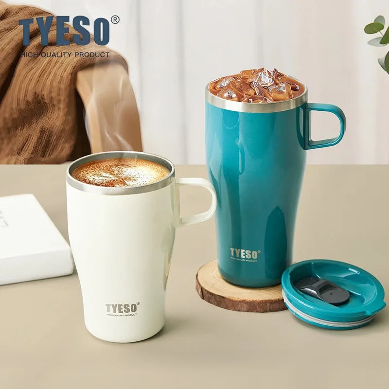 Tyeso Stainless Steel Insulated Coffee Tumbler with Handle Portable Thermal Travel Mug for Hot Cold Drinks Office Home Outdoor