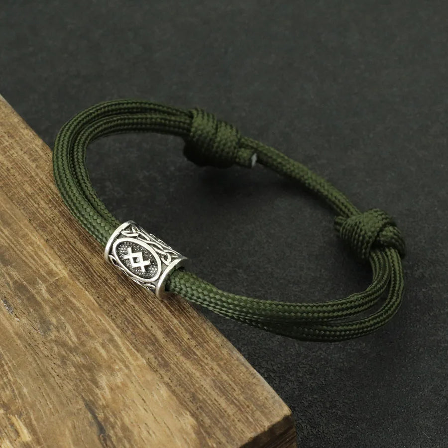 Norwegian Viking Characters Bracelet For Men Sliding And Adjustable Knot Braslet Outdoor Survival Paracord Braclet Pulsera Homme