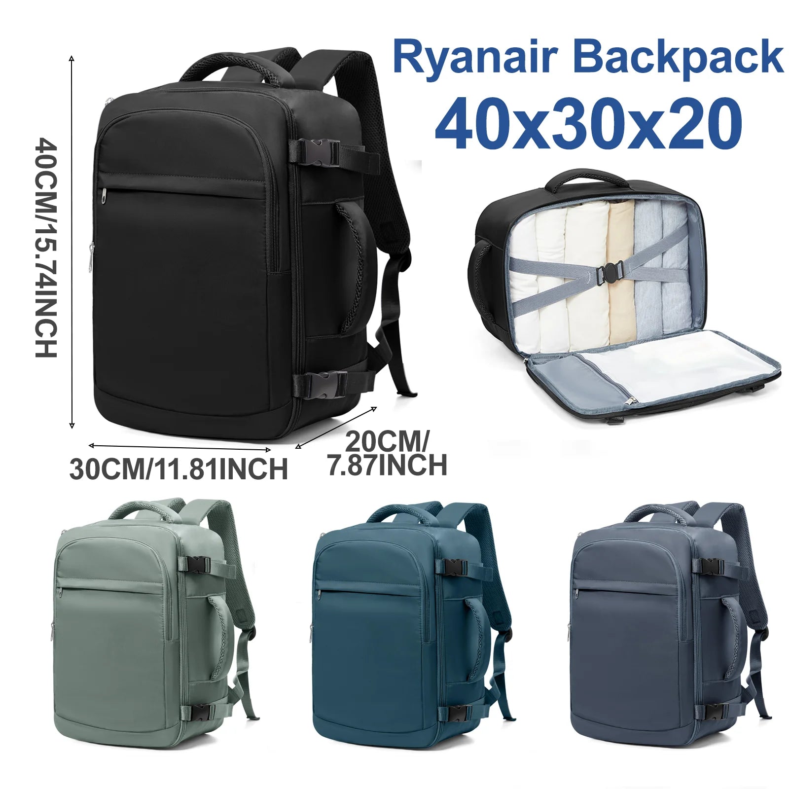 Ryanair Carry on Bag 40x30x20 cm Travel Bag Business Laptop Backpack,Travel Backpack For Women Men, Waterproof Backpack Bookbag