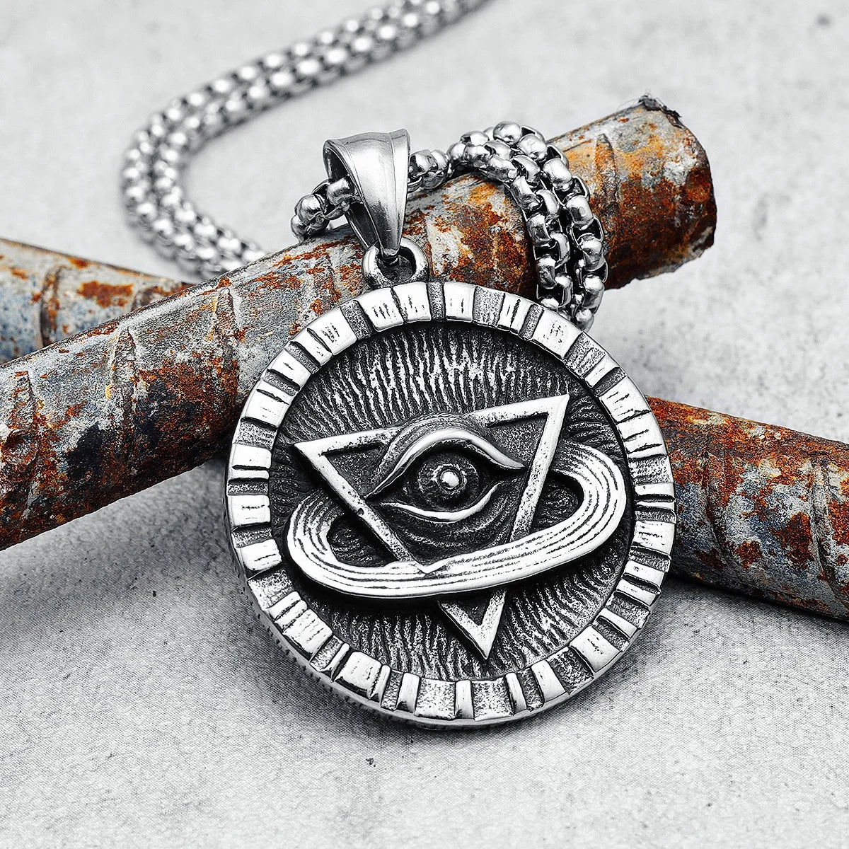 Illuminate Eye Anhänger Herren Halsketten 316L Edelstahl Dreieck Intelligente Kette Punk Rock für Freund Männlicher Schmuck Bestes Geschenk