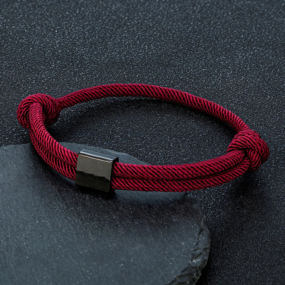 MKENDN Personalisierte Edelstahl-Armbänder mit quadratischem Namensschild für Damen und Herren – Individuelle Gravur von Logo, Name und Text – Verstellbares Armband aus Seil