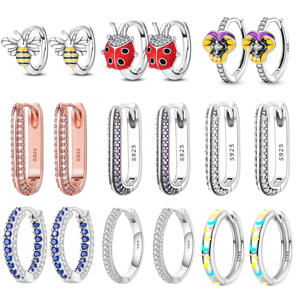 2023 High Quality Fashion 925 Sterling Silver Earrings Luxury Crystal Zircon Stud Earrings For Women Bridal wedding Jewelry