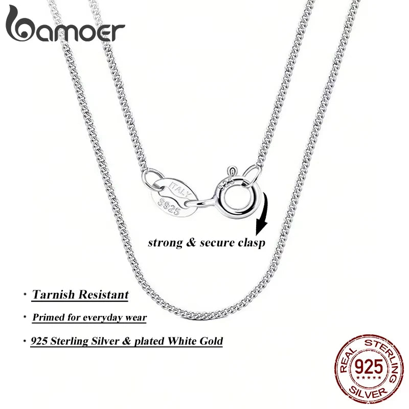 BAMOER Halskette aus massivem Gold über 925er Sterlingsilber für Damen und Mädchen, 1,2 mm Seitenkette, superdünn und robust