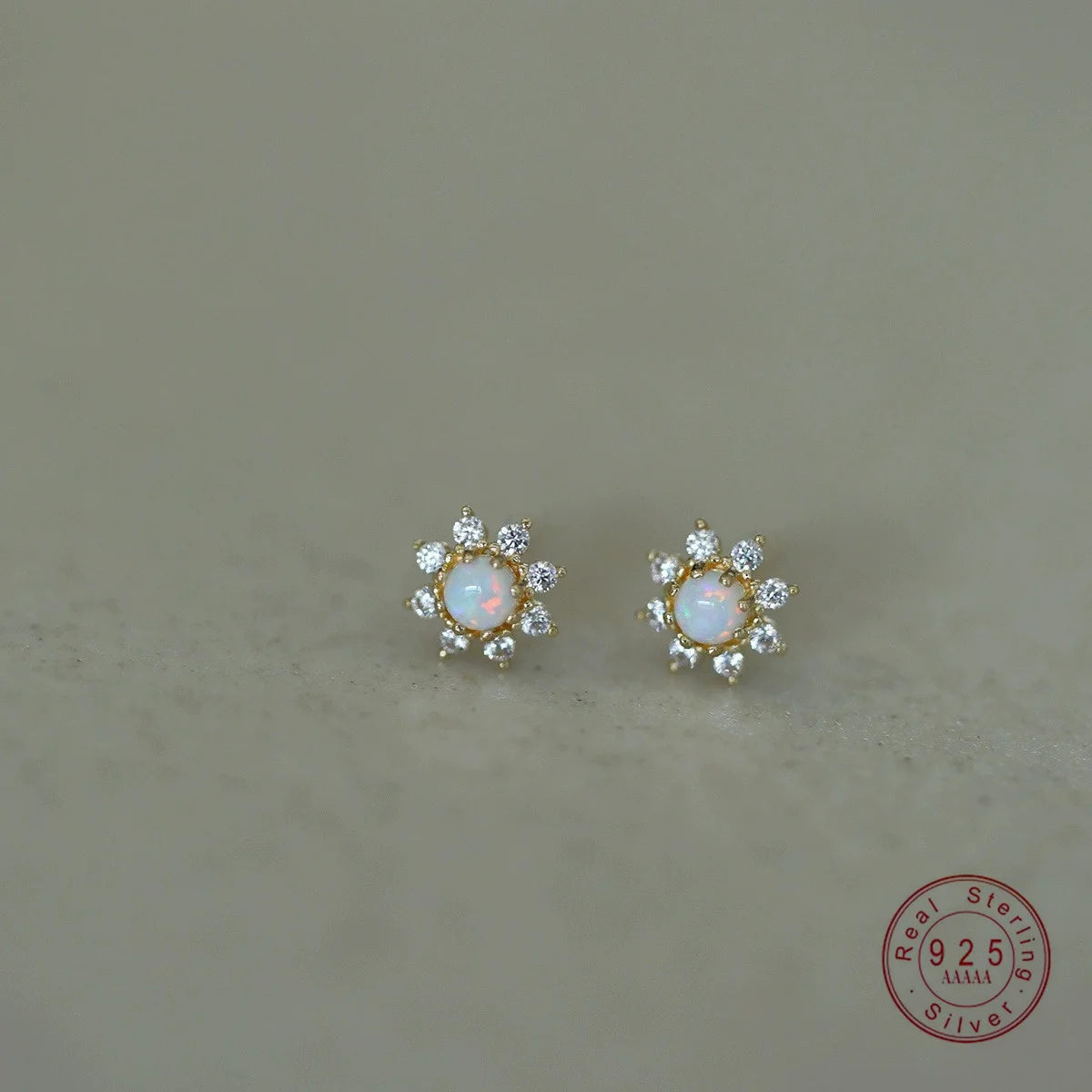 925 Sterling Silber Überzug 14K Gold Imitation Opal Stein Zirkon Geometrische Ohrringe für Frauen Mode Hochwertige Schmuck Geschenke