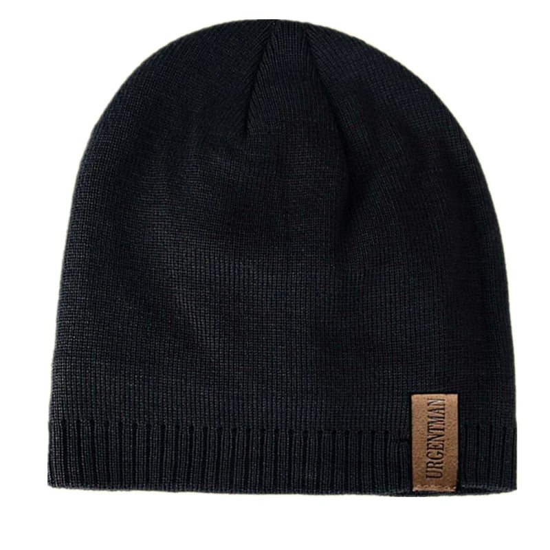 Unisex Letter Labal Winter Hats Solid Color Knitted Hats For Men And Women Beanie Cap Outdoor Add Fur Lining Warm Sports Hats