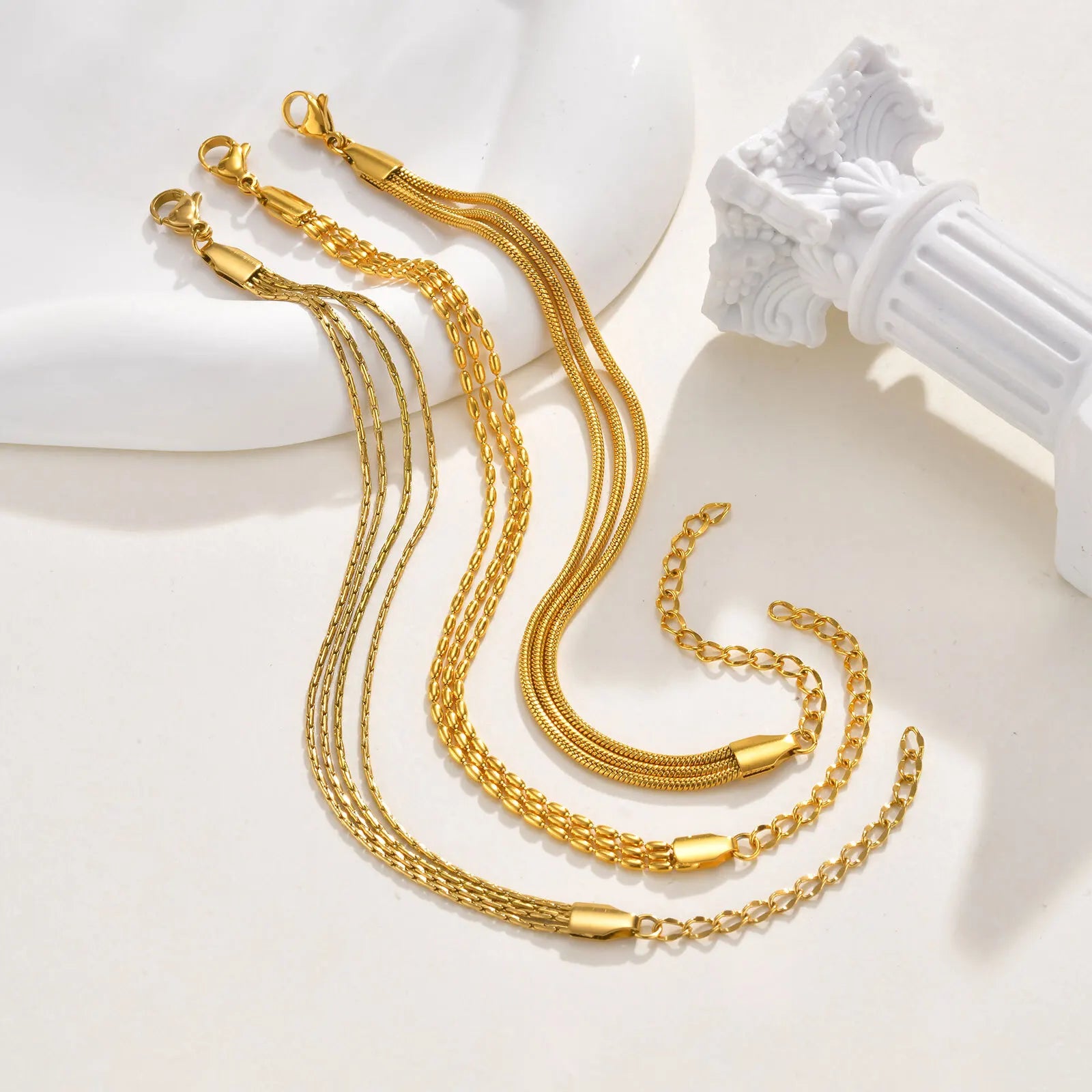 Vnox Fashion Layered Stacking Snake Chain Bracelets Stainless Steel Charm Hand Jewelry Trendy Bracelets For Women Gifts To Mom