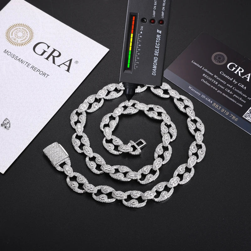 New 925 Silver Chains Original Certified for Man Women Luxury Eyes Moissanite Diamond Necklace 18k Gold Jewelry Packaging Gift