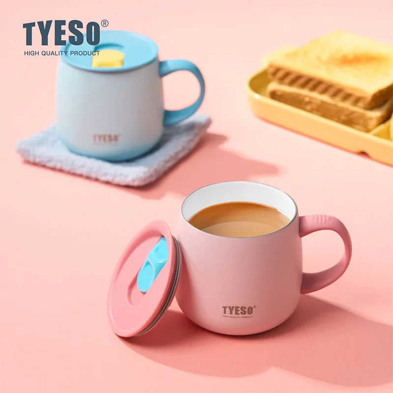 TYESO Vacuum Insulated Coffee Mug with Handle Lid Double Wall Vacuum Office Coffee Cup 355mML Vacuum Sealed for Hot Tea/Coffee