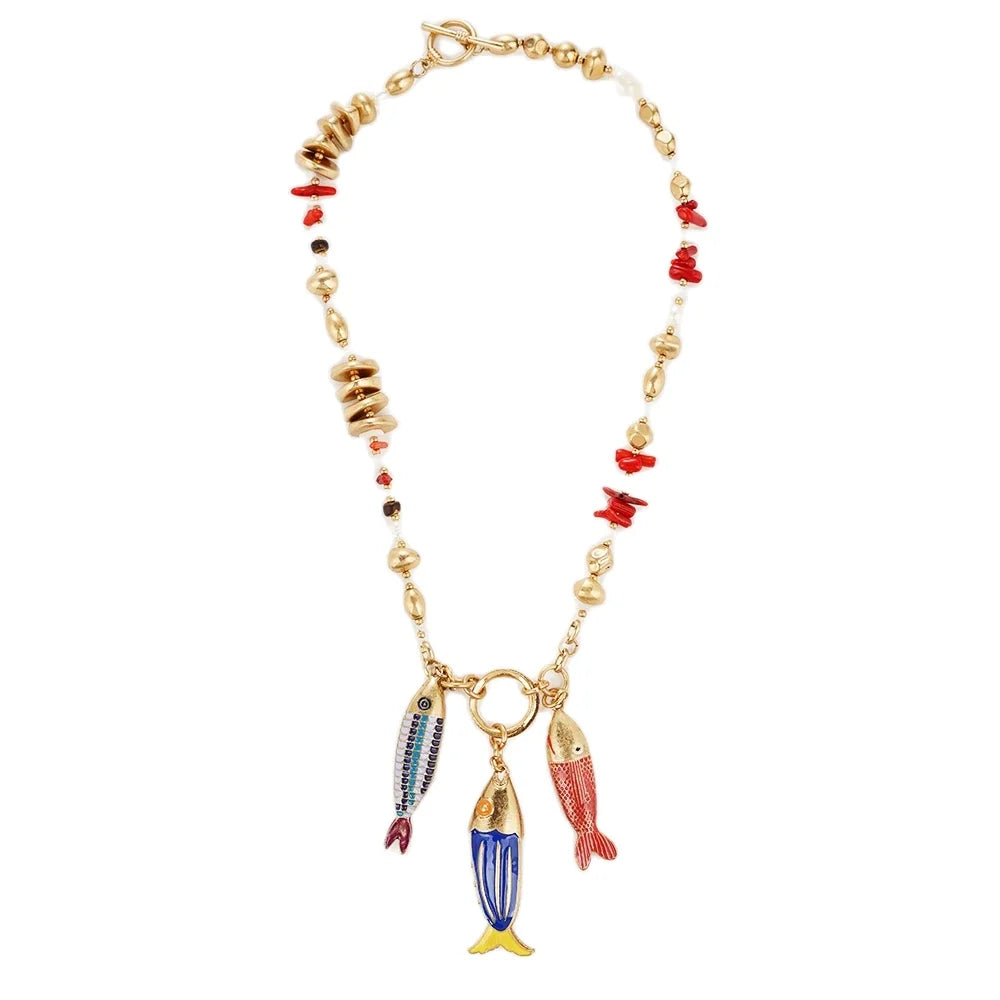 Premium Stainless Steel Vintage Beach Necklace Trendy Jewelry Charm Moress Sweater Chain Turquoise Natural Green Gilfriend Gifts