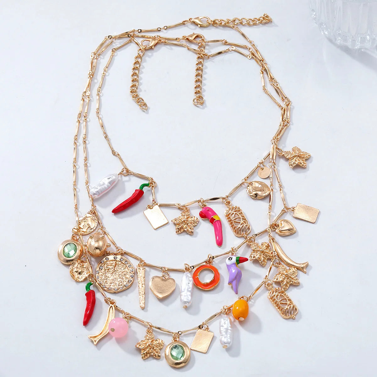 ZAA Chili Imitation Pearl Multi-layer Flower Starfish Cute Necklace