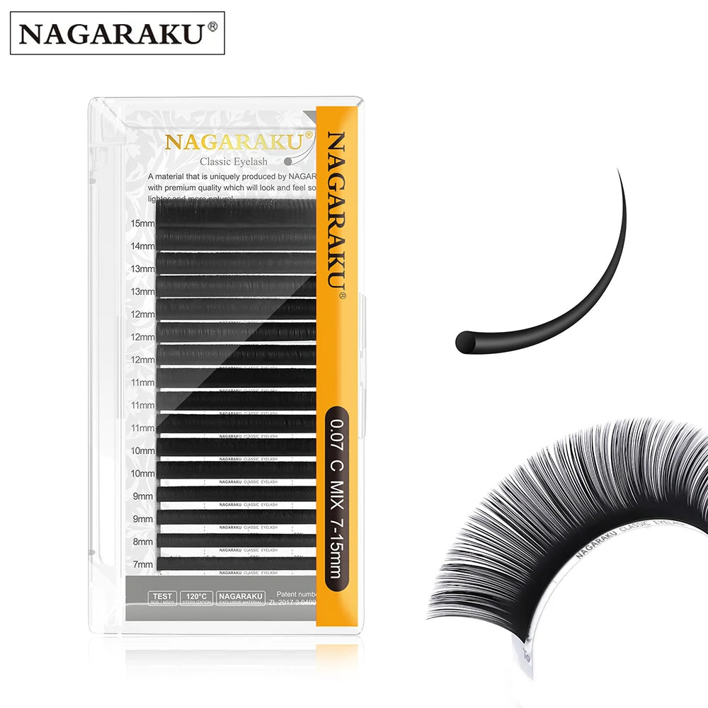 NAGARAKU Classic Mix Eyelash Extensions 16rows/Case 7~15mm Premium Natural Soft Individual Faux Mink Supplies Makeup Cilios - Madeinsea©