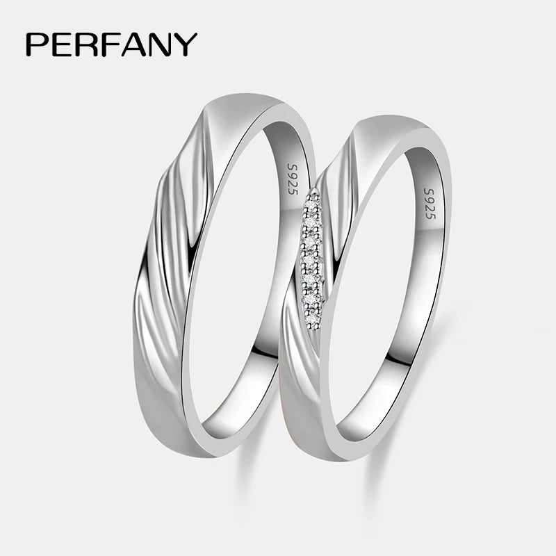 PERFANY S925 Pure Silver Moissanite Ring for Women Men Classic Couple Ring Wedding Jewelry Christmas Gift
