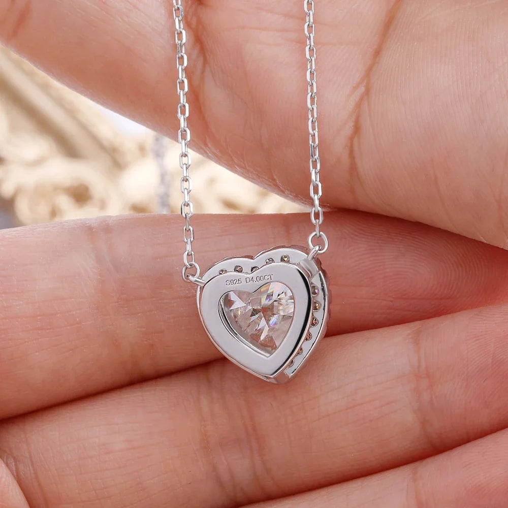 Serenity 1ct 2ct 3ct 4ct Heart Cut D Color Moissanite Necklace Women 100% S925 Sterling Silver Plated 18K Pendant Necklace GRA - Madeinsea©