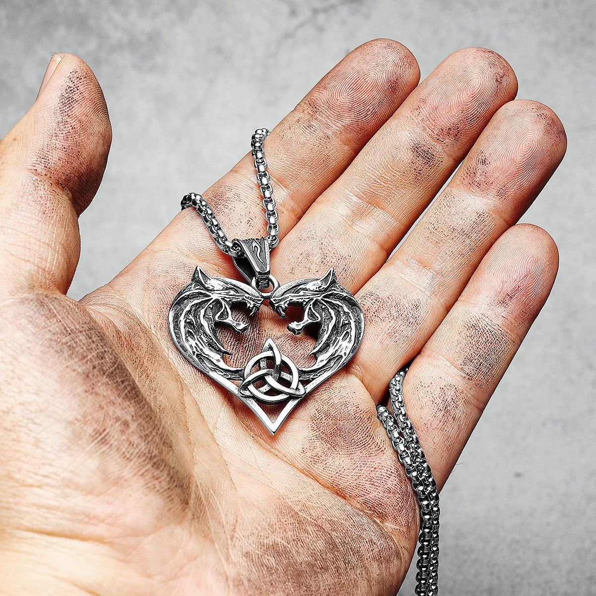 Viking Wolf Pendants 316L Stainless Steel Men Necklace Chain Punk Rock for Boyfriend Male Jewelry Creativity Gift Dropshipping