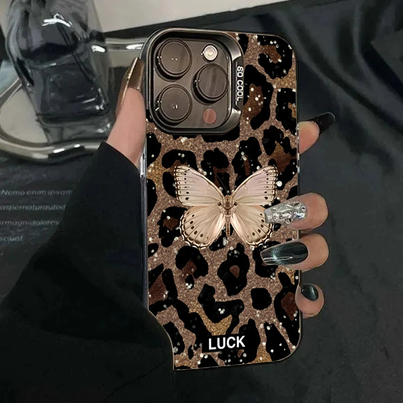 Case for Xiaomi Redmi Note 14 13 12 Pro Plus 5G 12S 11S 11 10S Butterfly Leopard Print Phone Cases for Redmi 14C 13C 12C4G Cover