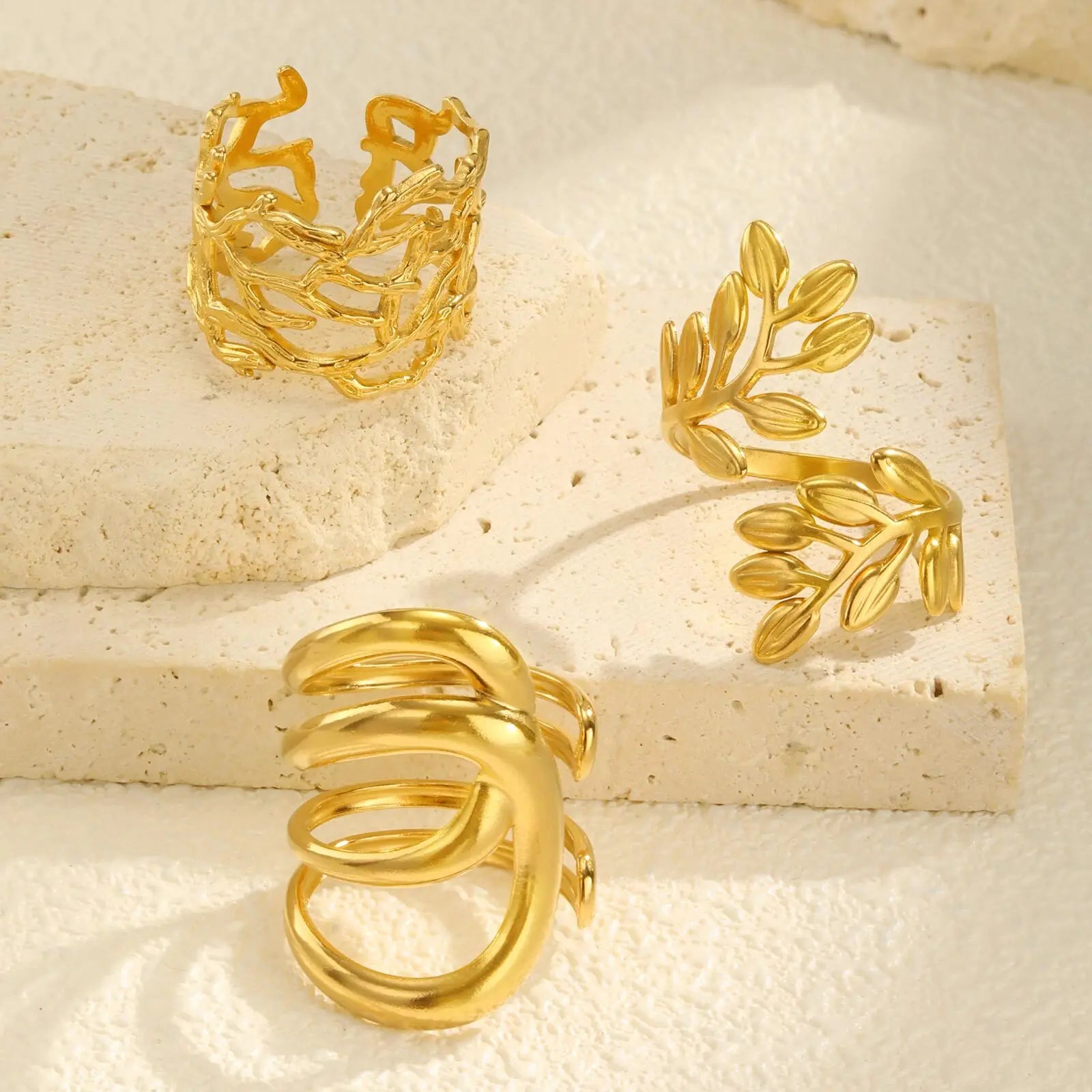 Vnox New Design Irregular Unusual Ring For Women,Stainless Steel Female Fashion Daily Party Jewelry,Aesthetic Style Finger Ring