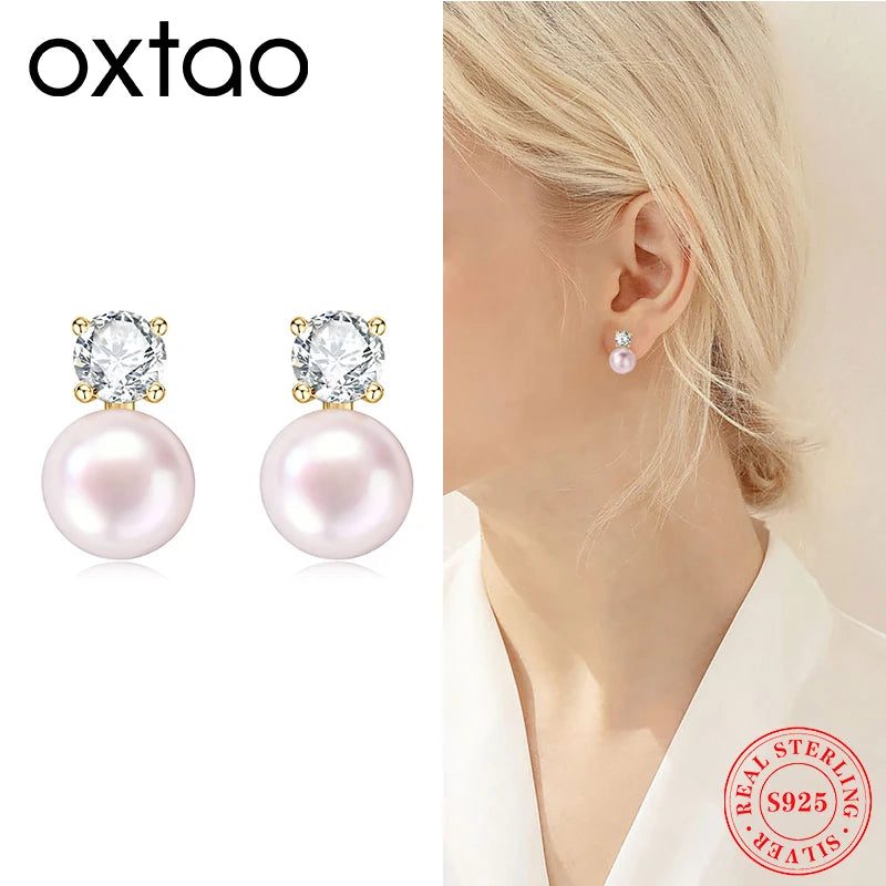 14K Gold Filled Circle Crystal Pearl Dazzling Stud Earrings 925 Sterling Silver Luxury Fine Jewelry For Women Anniversary Gift