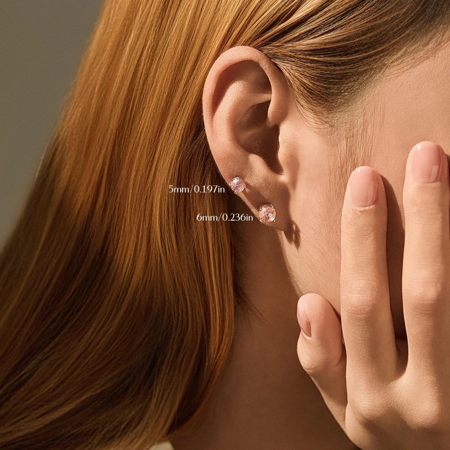 MODIAN 925 Sterling Silver Multiple Sizes Morgan Pink Firework Cut Round CZ Stud Earrings For Women Fine Jewelry