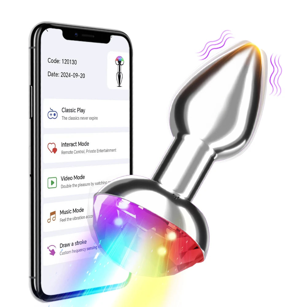 Anal Vibrator Wireless Control Female Vagina Masturbator Butt Plug Men Prostate Massager LED Colorful Light Sex Toys for Women