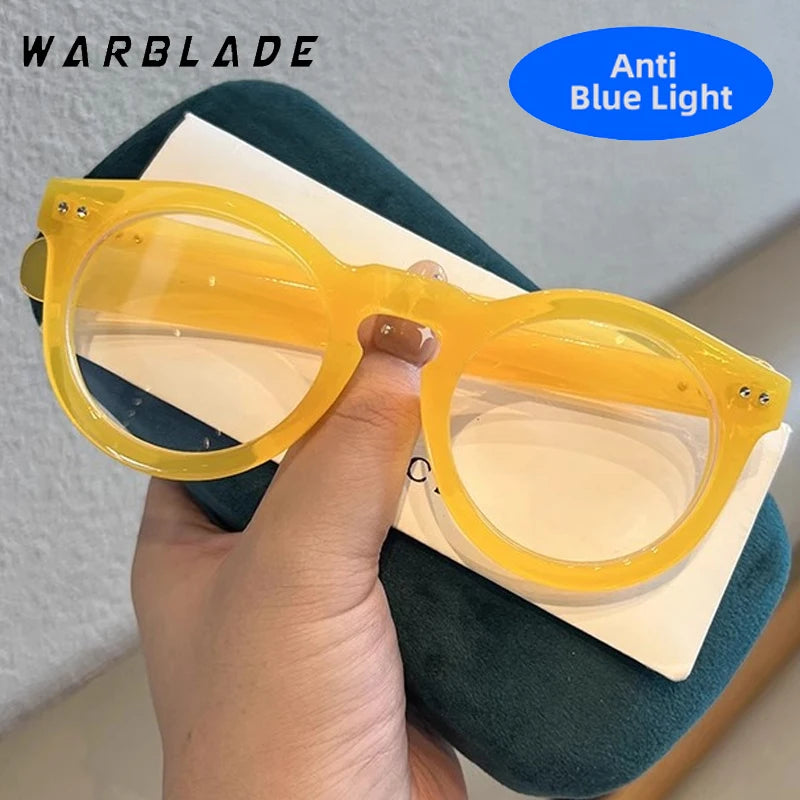 2025 Übergroße runde Anti-Blaulichtfilterbrille für Männer mit Nietenrahmen, Gaming-UV400-Schutz, Computer- und Damenbrille