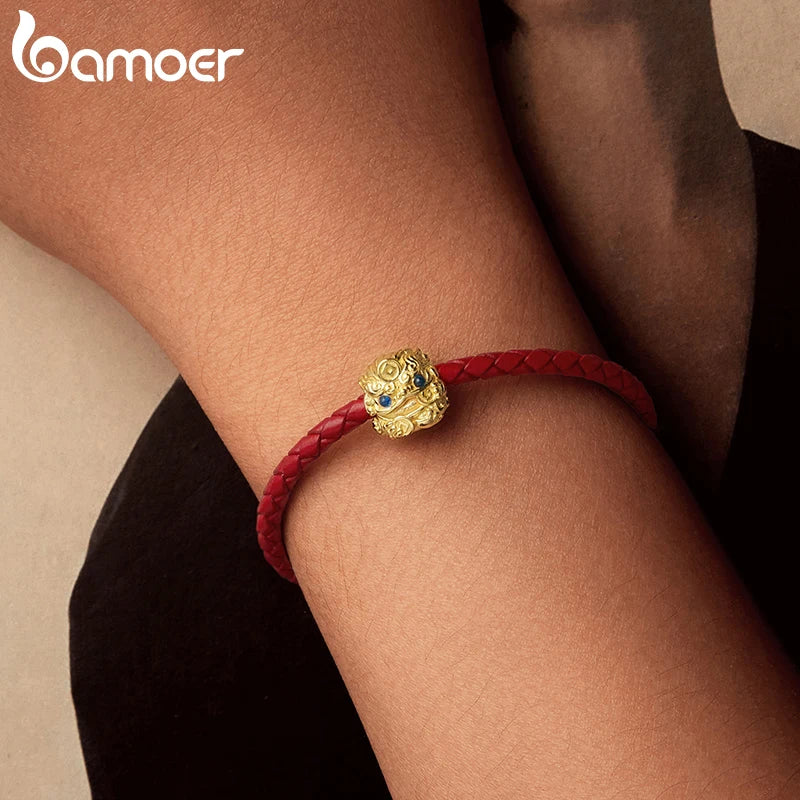 BAMOER Solid 925 Sterling Silver Fabulous Wild Beast Charm Bead fit Original Bracelet & Necklaces Jewelry DIY bamoer pixiu Charm