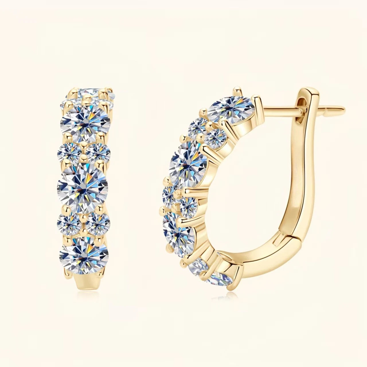 Real 925 Sterling Silver Moisanite Earrings D Color 2.76Cttw Moissanite Lab Diamond Hoops Earrings Sparkling Wedding Fine Jewelry