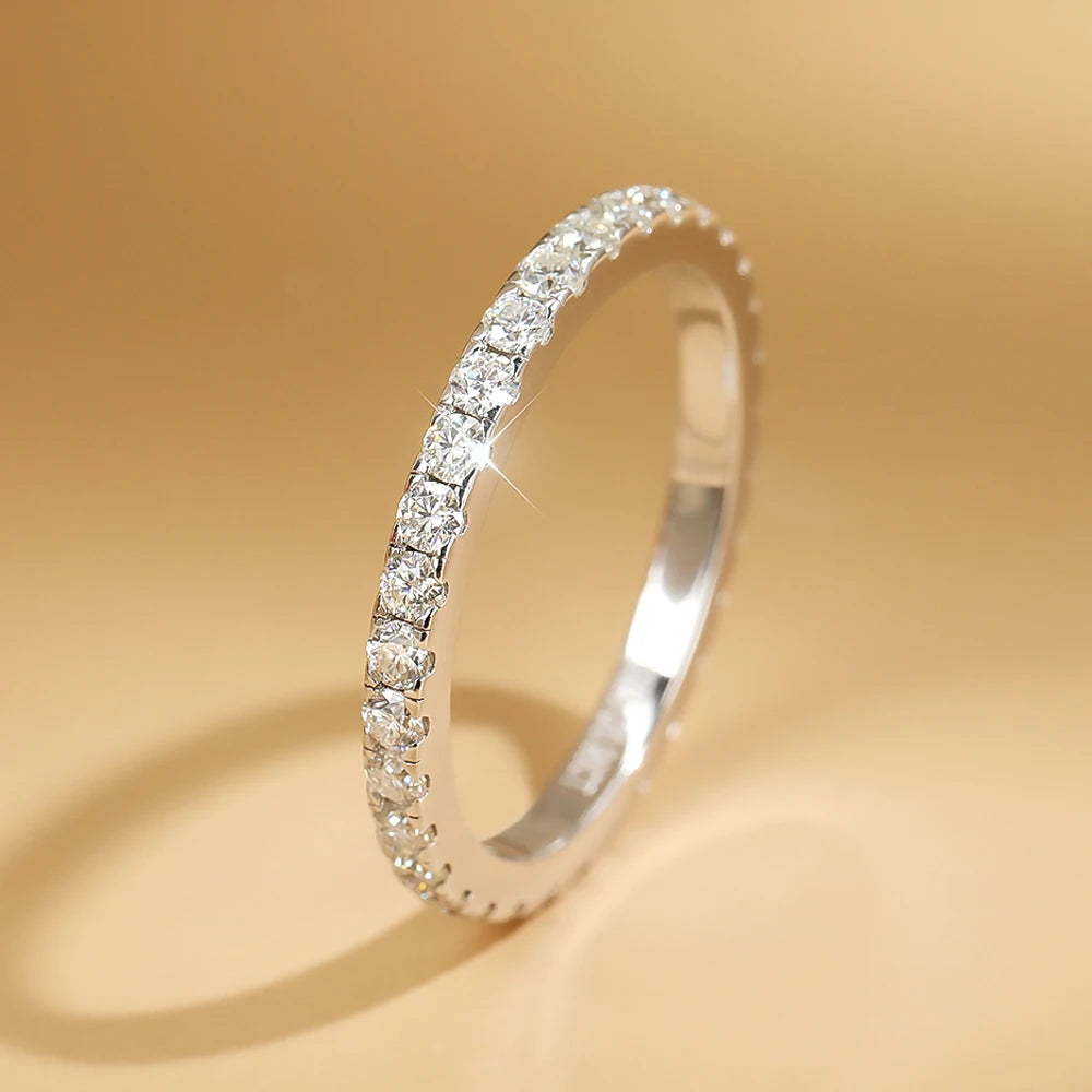 Serenity 2mm D Moissanite Row Rings For Women Gift S925 Sterling Silver Jewelry Sparkling Lab Diamond Eternity Rings Plated 18K - Madeinsea©