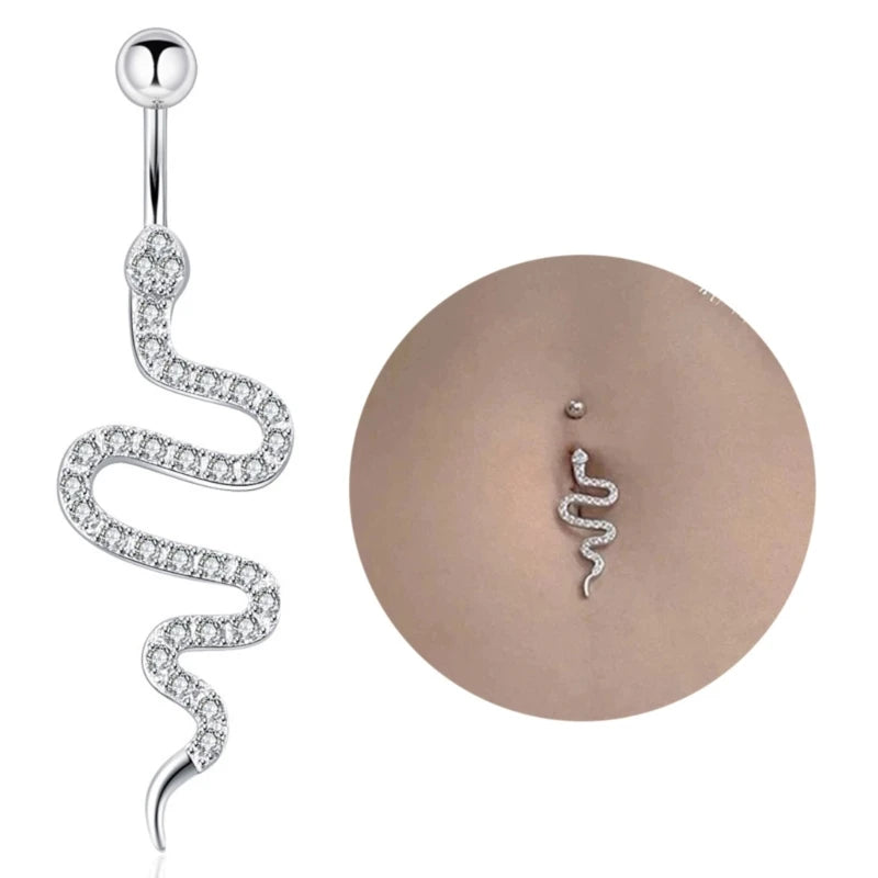 Zircon Belly Button Snake Ring for Navel