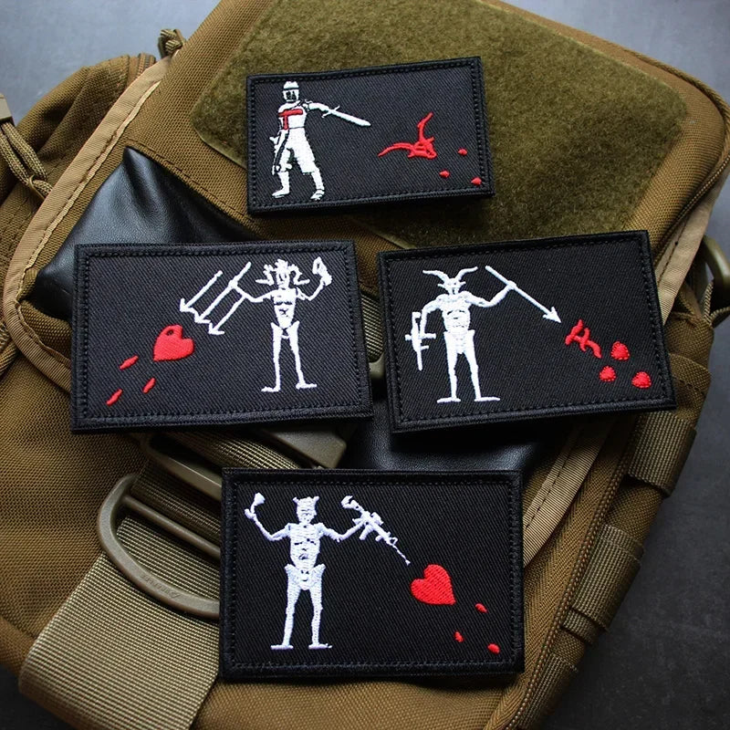 thumbnail interactive-video image 1 of 3x5 Embroidered Edward Teach Blackbeard Pirate Flag – 600D Nylon With 3 Clips 1 of 3
