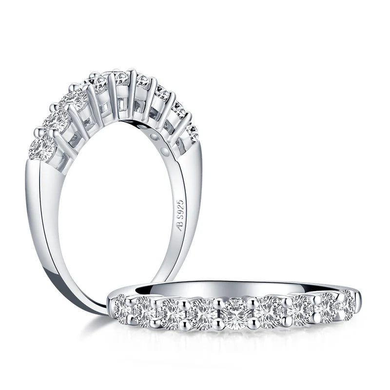 OXTAO 925 Sterling Silver Cubic Zirconia Ring Round Wedding Band Ring Classic Trendy Engagement Ring Luxury Jewelry Gift