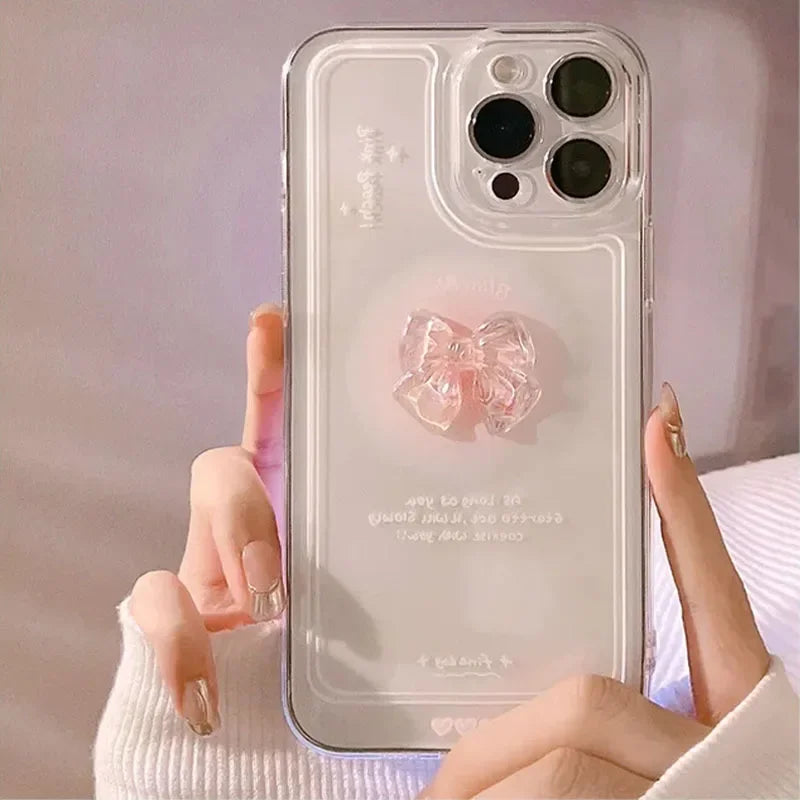 Korean 3D Bow Clear Soft Phone Case for Xiaomi Redmi 13C 4G 12C 10C Note 12 11 13 Pro Plus 10S 11S 12S 9 9S 10Pro 5G Clear Cover