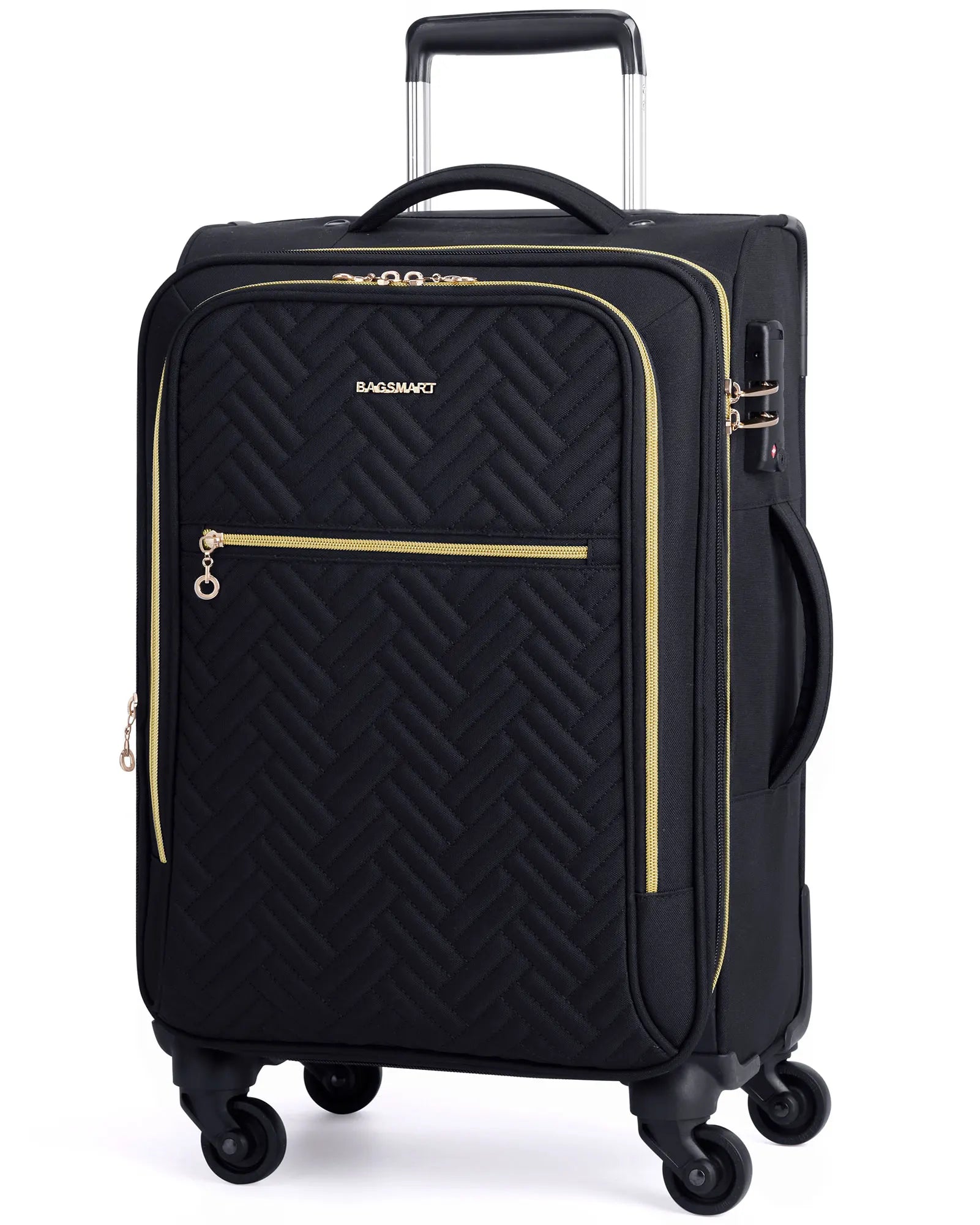 Valise pour ordinateur portable BAGSMART avec poche avant pour homme et femme, extensible, 20 pouces, bagage à main, valises souples à roulettes légères, 16 pouces