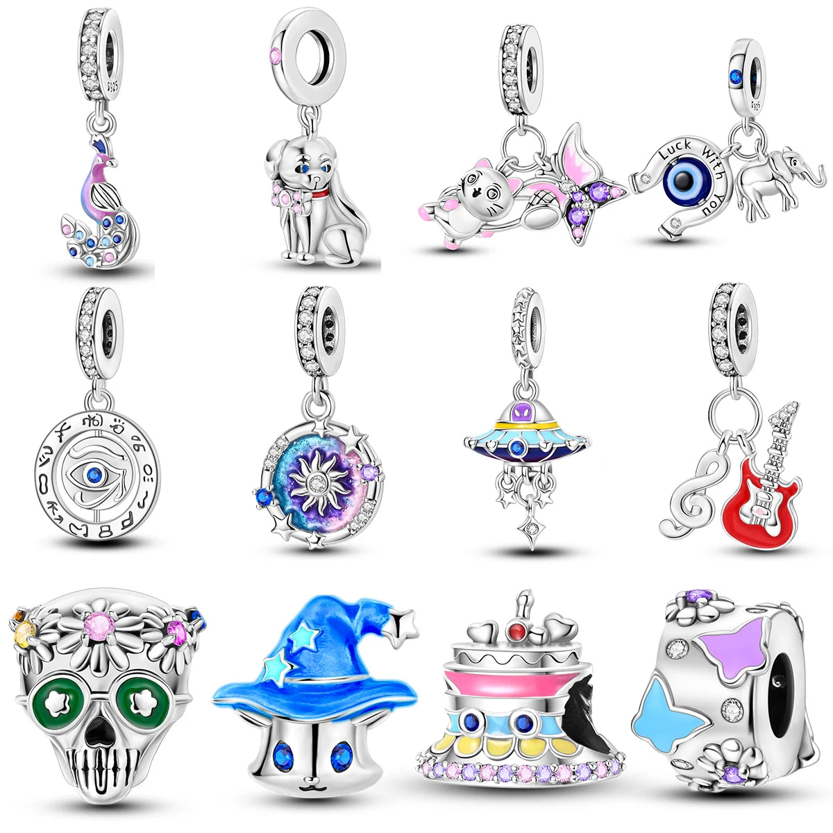 2024 Schmetterling Sonne Schädel Blume Tier Serie Perlen fit Original 925 Pandora Charms Silber 925 Armband Frauen Schmuck