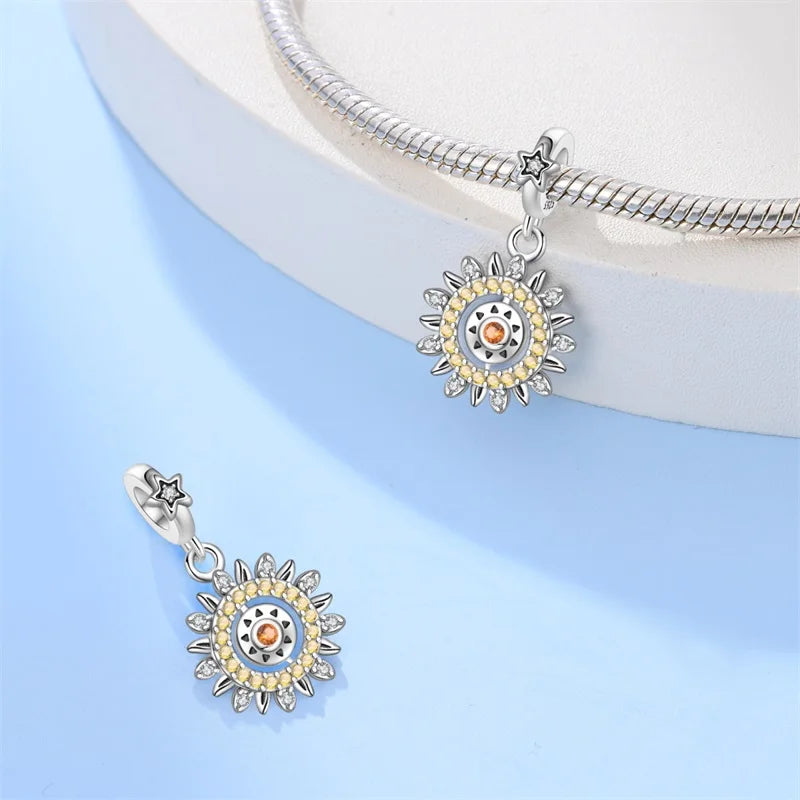100% 925 Sterling Silver Stars Moon Sun Zircon Eye Cross Charms Beads Fit Original Bracelets DIY Jewelry For Women Protect Gifts