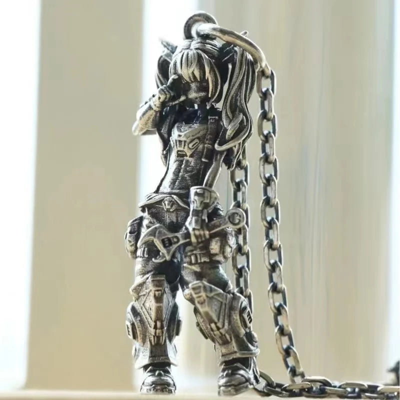 Silver-Plated Anime Mecha Beautiful Girl Girl Pendant Necklace Men and Women Hip-Hop Rock Punk Trendy Jewelry Gift - Madeinsea©