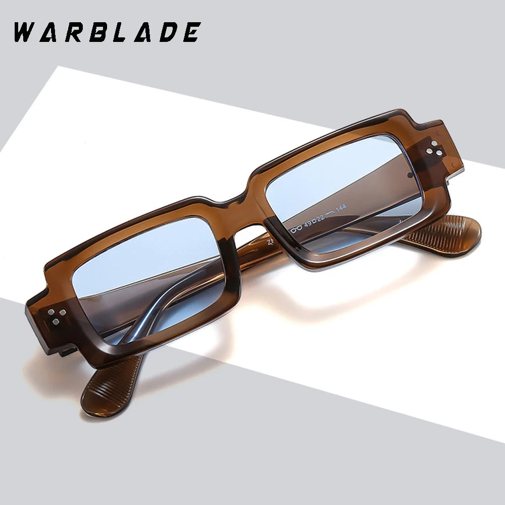 Lunettes de soleil rectangulaires rétro de nouvelle marque de luxe pour hommes, rivets Y2K Punk, nuances UV400, mode femmes, verres transparents, monture de lunettes