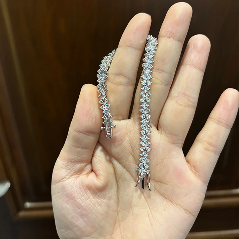 Serenity Sparkling 5A Zircon Tennis Bracelet For Women Men 100% S925 Sterling Silver High Carbon Diamond Bracelet Fine Jewelry