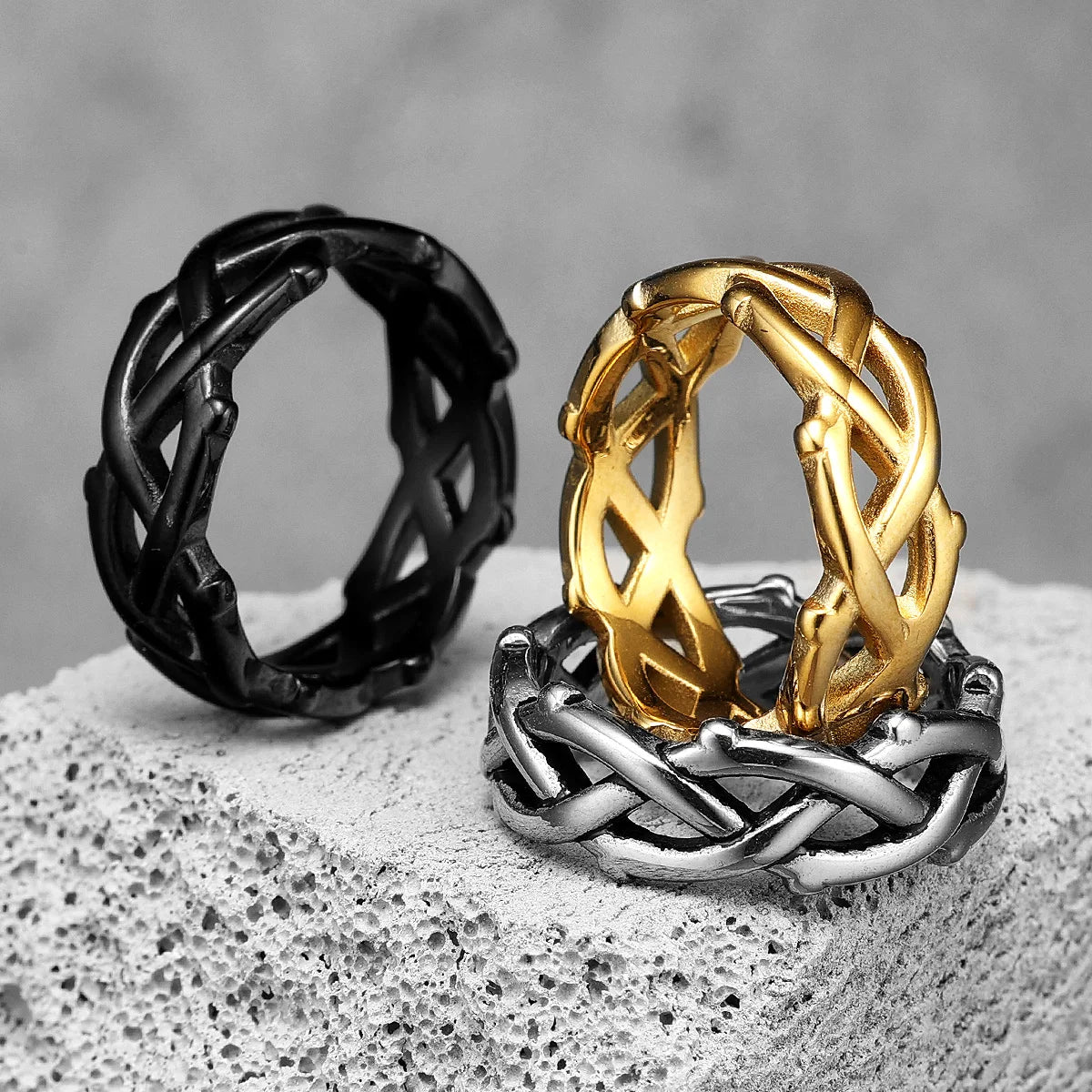 Simple Hollow Ring 316L Stainless Steel Men Women Rings Hiphop Rap Vintage for Friend Biker Couple Jewelry Xmas Gift Accessories