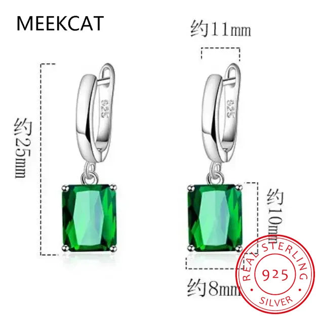 Square Princess Cut Genuine Natural Green Peridot 925 Sterling Silver Drop Earring for Women Colorful Gemstone Jewelry