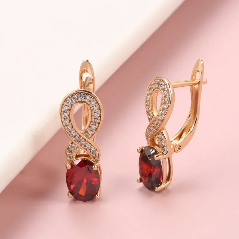 2022 New Design Fashion Jewelry Retro Elegant Lady Irregular Ruby Women Earrings 14k Gold Jewelry Real Gold aretes de mujer