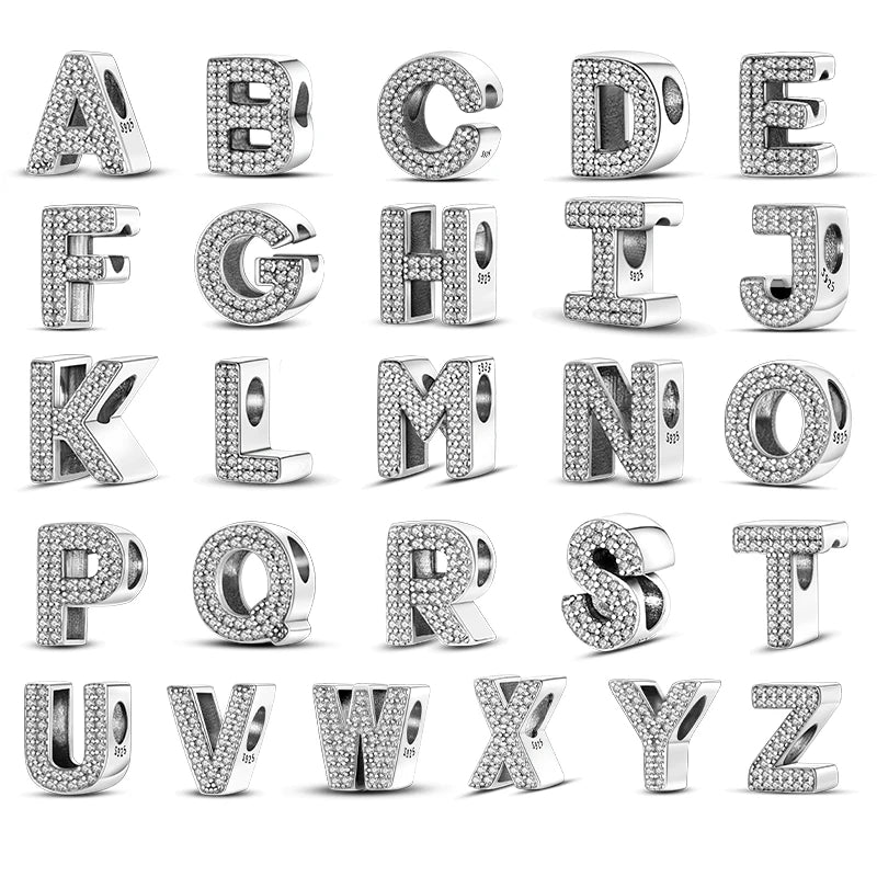 26 Letters Alphabet A-Z Charms Beads Fit Original Pandora Bracelets 100% Real 925 Sterling Silver Pendant DIY Women Jewelry