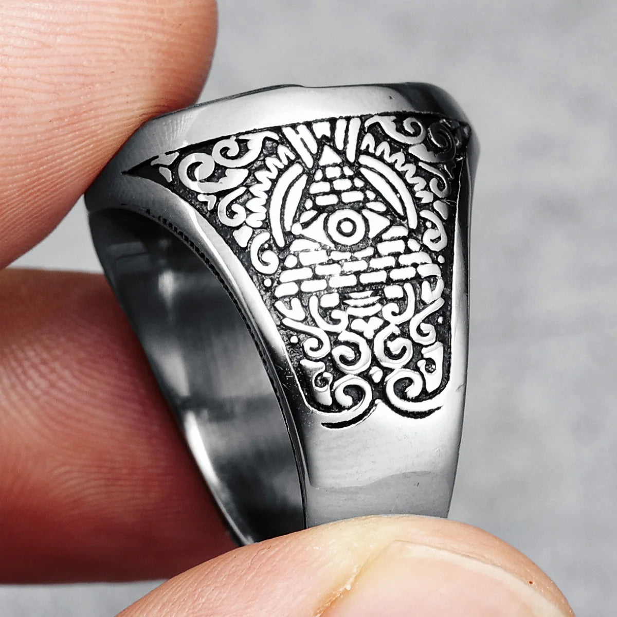 Bague tête de mort maçonnique en acier inoxydable 316L pour homme, œil de vérité, franc-maçonnerie, rock pour cavalier, petit ami, bijoux, meilleur cadeau, vente en gros