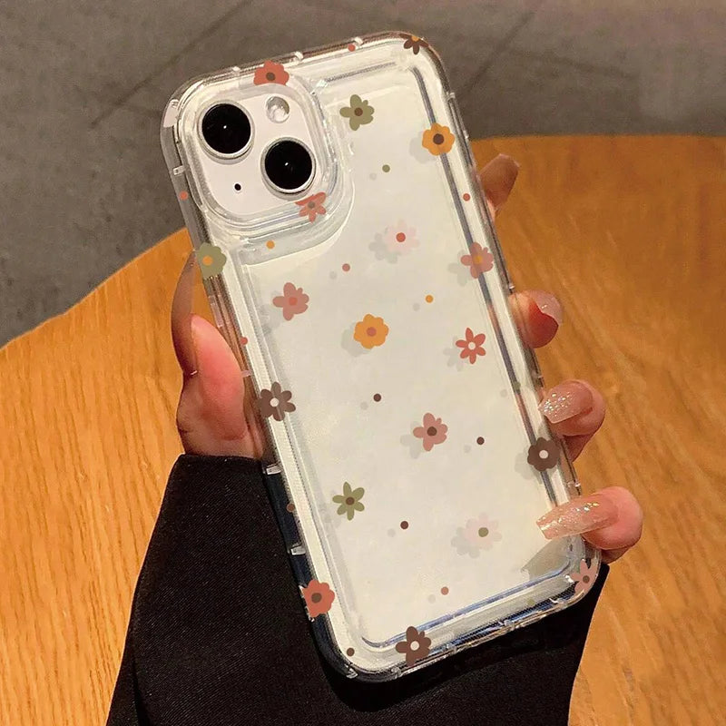 Floral Pattern Transparent Shockproof Phone Case for Xiaomi Redmi Note 13 12 11 10 9 Pro Plus 11s 10s 13C 12C Redmi 13 4G Cover