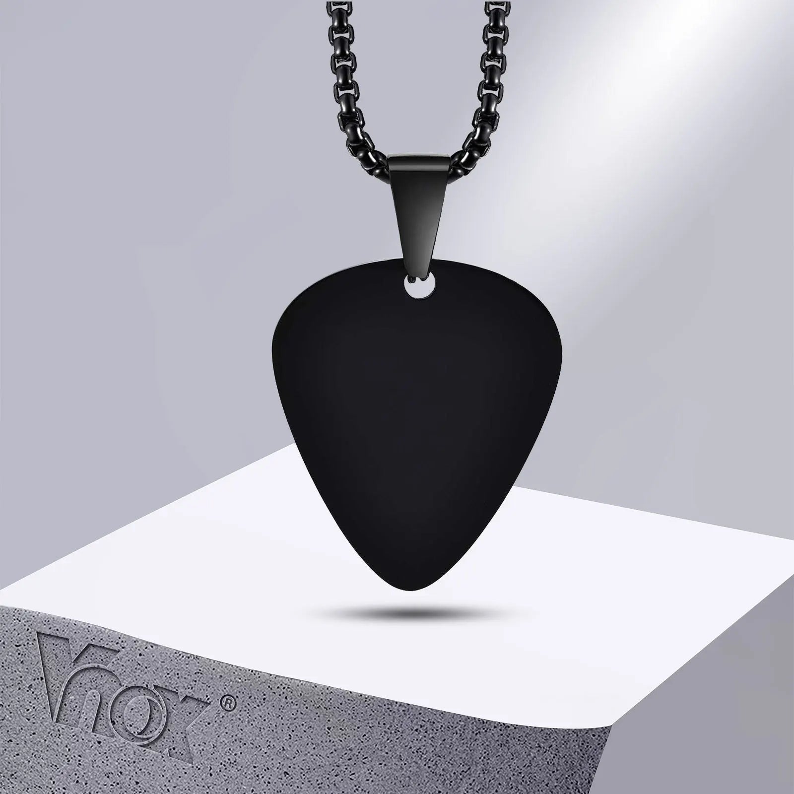 Vnox New Unique Guitar Pick Necklace for Men Boys, Stainless Steel Guitar Picks Pendant Collar to Music-lovers Gifts Jewelry