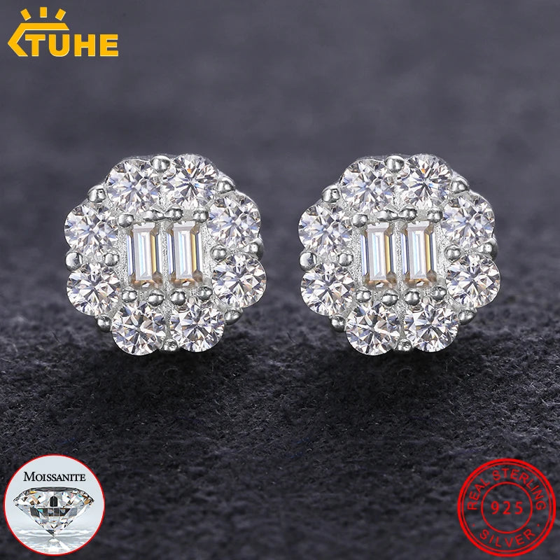 Top Quality 100% 925 Silver Earrings Fashion Classic Round Unisex Moissanite Earring For Women Jewelry