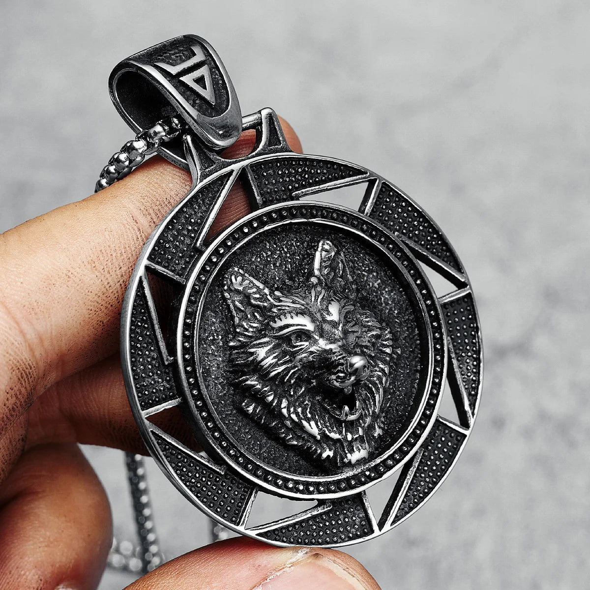 Viking Wolf Men Necklace 316L Stainless Steel Retro Norse Myth Pendant Chief Chain Rock Punk Party for Friend Male Jewelry Gift