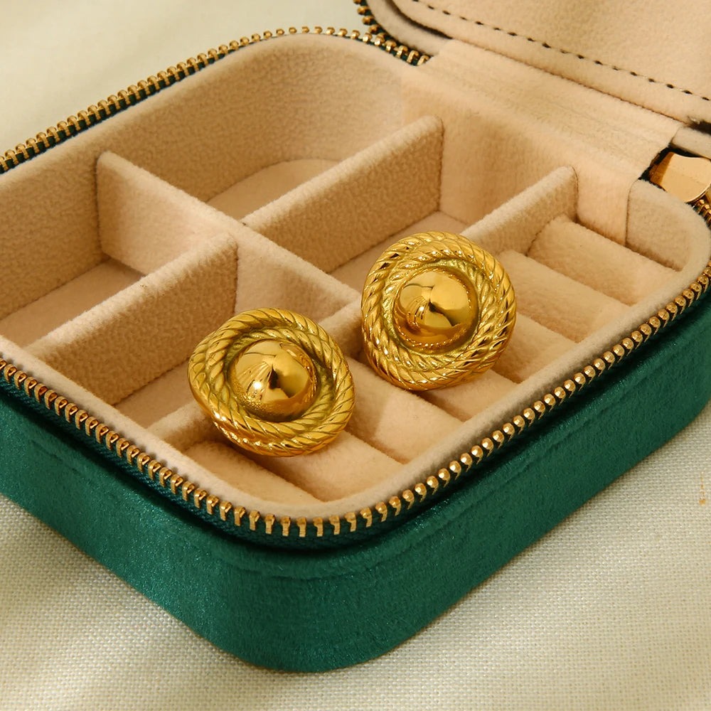 INS Trend 18K vergoldet Edelstahl glatte gedrehte Textur Ohrstecker wasserdicht Schmuck Party Geschenk