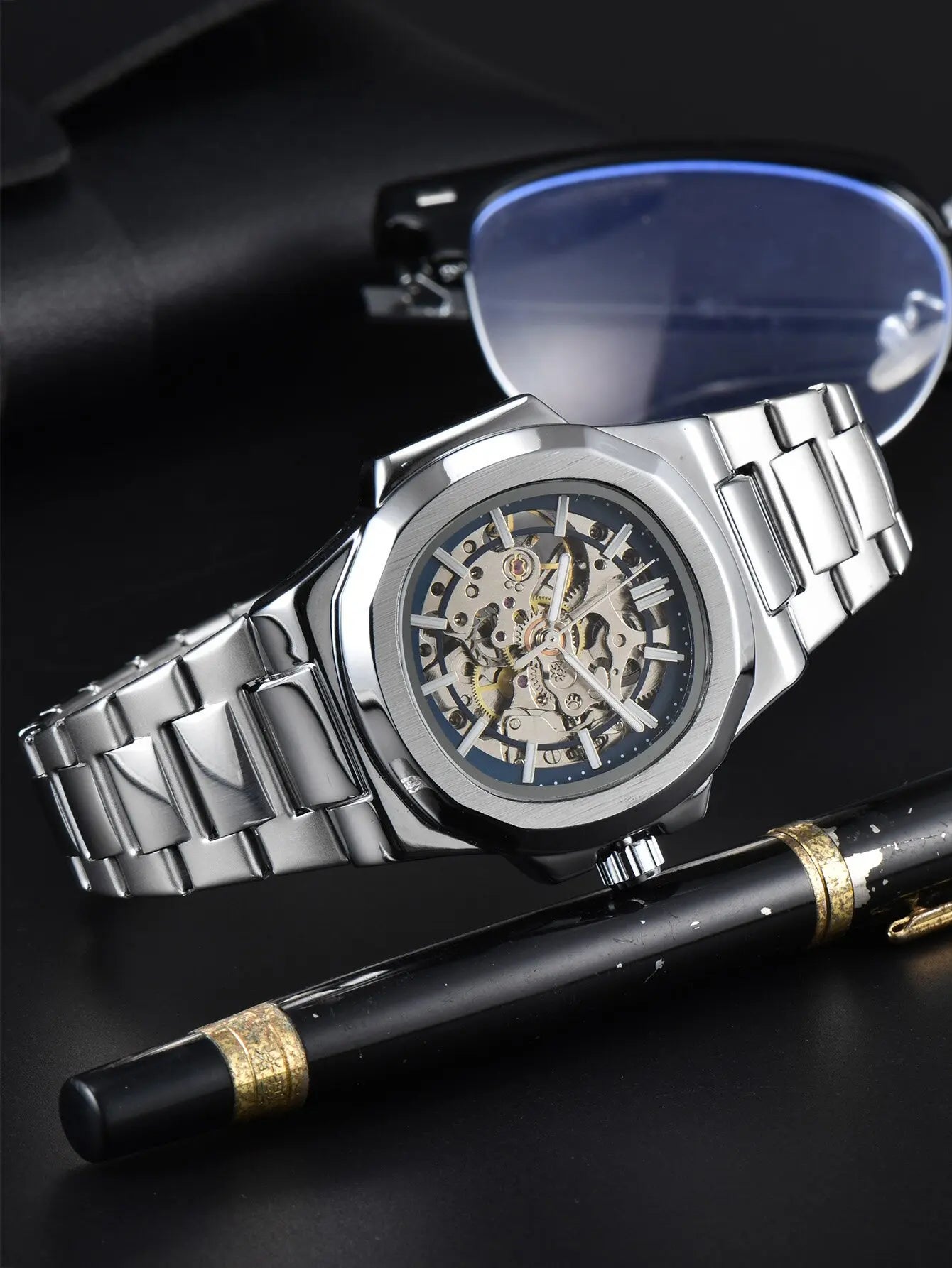 LONGLUX HOT SALE automatic mechanical men watch wholesale no logo waterproof skeleton business stainless steel gift watch - Madeinsea©