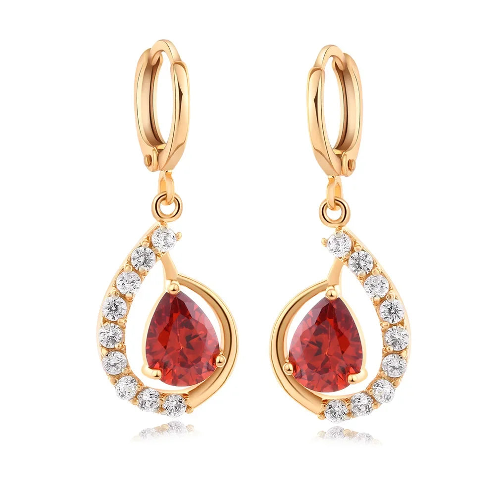 Water Drop Earrings for Women Natural Crystal Wedding Engagement Bridal Jewelry Real 14k Gold Dangle Diamond Earring Bohemia